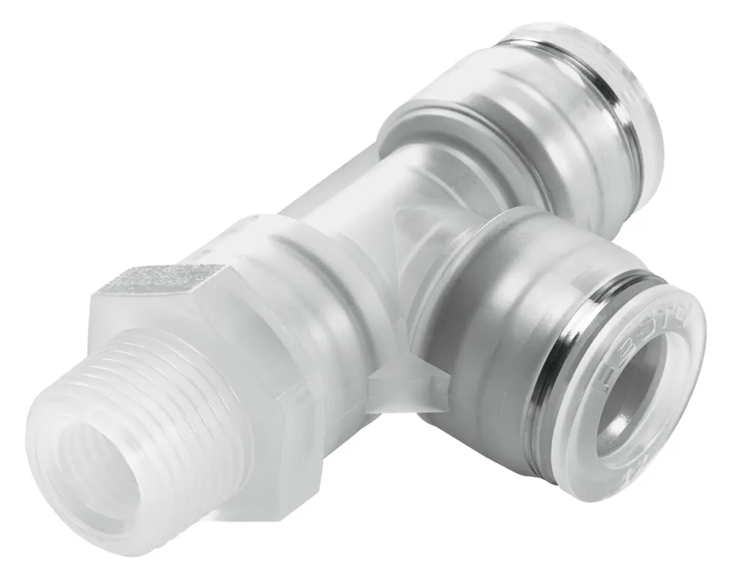 Угловой штуцер с цанговым зажимом и резьбой Festo NPQP-LQ-R14-Q6-FD-P10