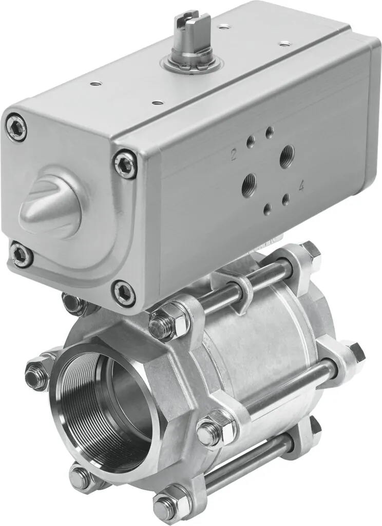 Шаровой кран с приводом Festo VZBA-4"-GG-63-T-22-F10-V4V4T-PP240-R-90-