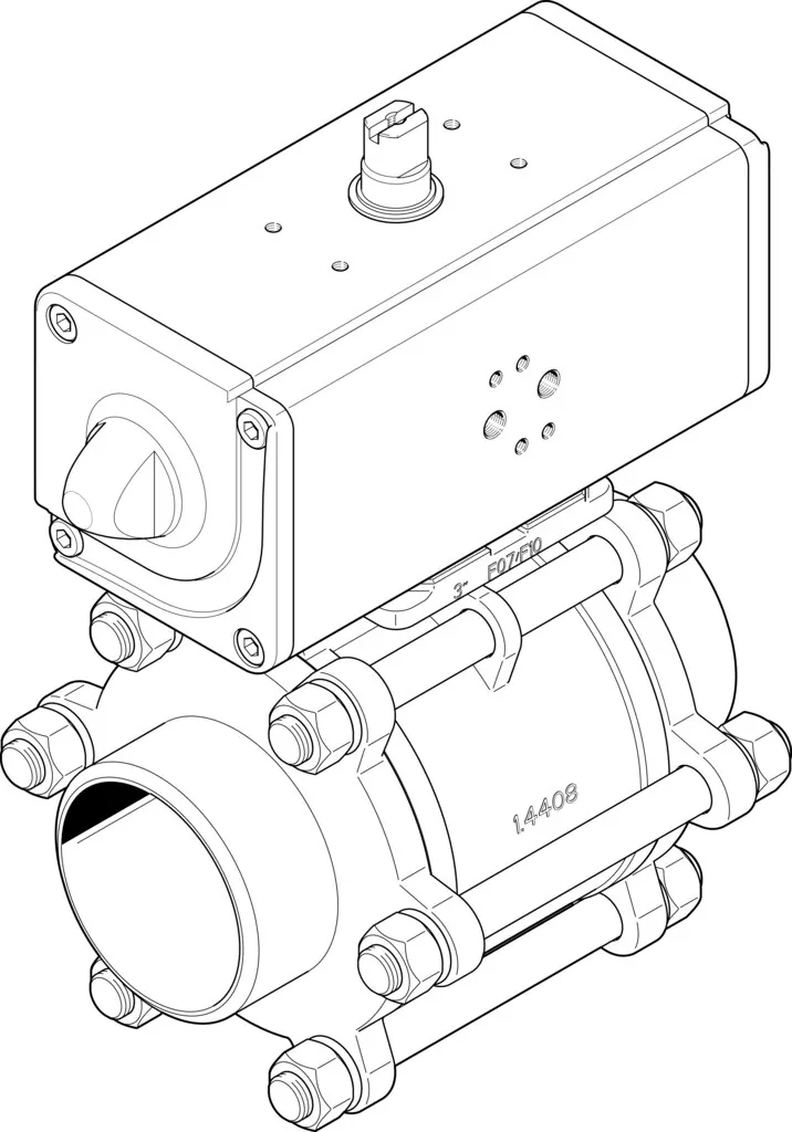 Шаровой кран с приводом Festo VZBA-4"-WW-63-T-22-F10-V4V4T-PP240-R-90-