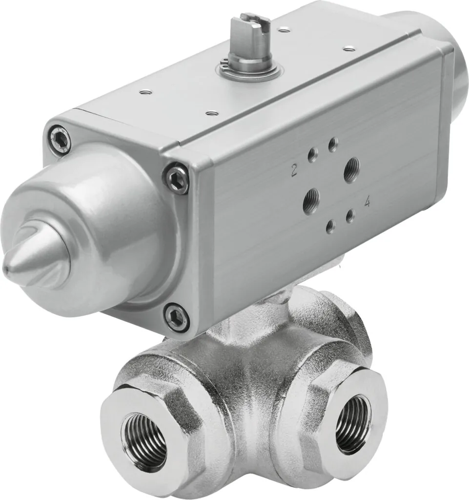 Шаровой кран с приводом Festo VZBA-1/4"-GGG-63-32L-F0304-V4V4T-PS30-R-