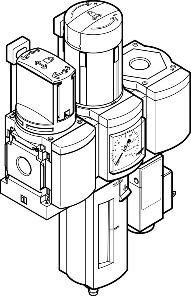 Блок подготовки воздуха, комбинация Festo MSB4-1/4:C3J1F3-WP
